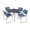 Kee/Zeng Kee Square Table & Chair Set, Wood, Metal, Polypropylene Top TB4242GYBPCM44BE - alternate 1